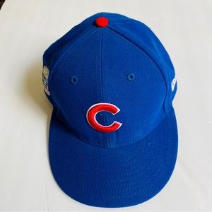 New Era 59Fifty MLB Chicago Cubs 2016 World Series Fitted Hat 7 1/4 Royal Blue